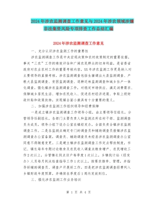 2024年涉农监测调查工作意见与2024年涉农领域涉嫌非法集资风险专项排查工作总结汇编