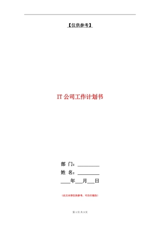 IT公司工作计划书