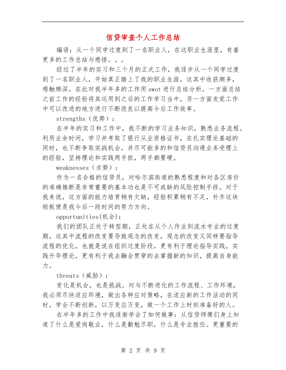 信贷审查个人工作总结_第2页