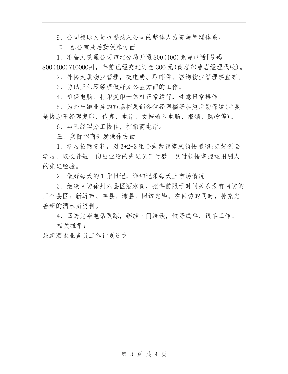2024酒水业务员工作计划范例_第3页