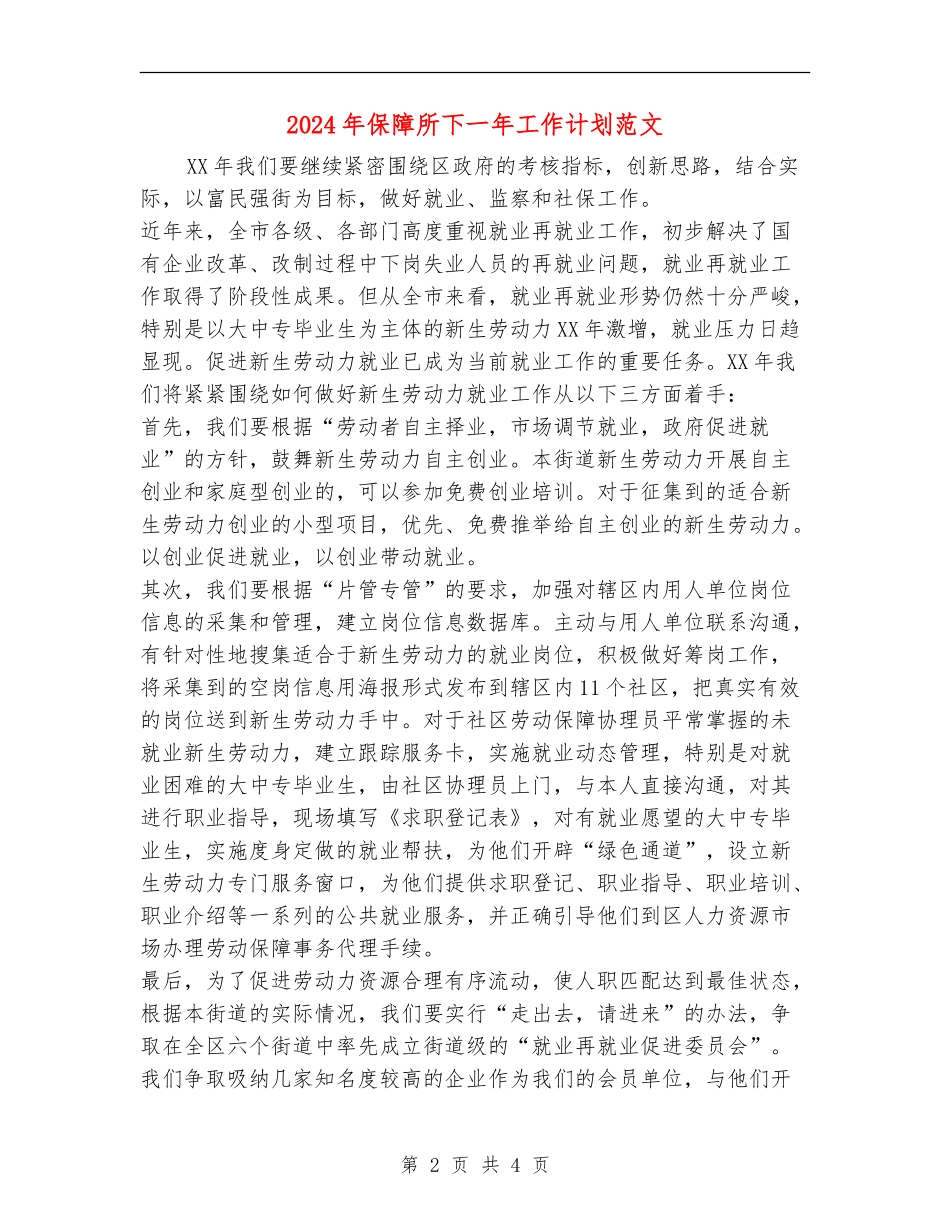 2024年保障所下一年工作计划范文_第2页