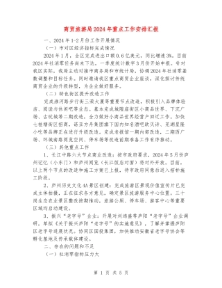 商贸旅游局2024年重点工作安排汇报