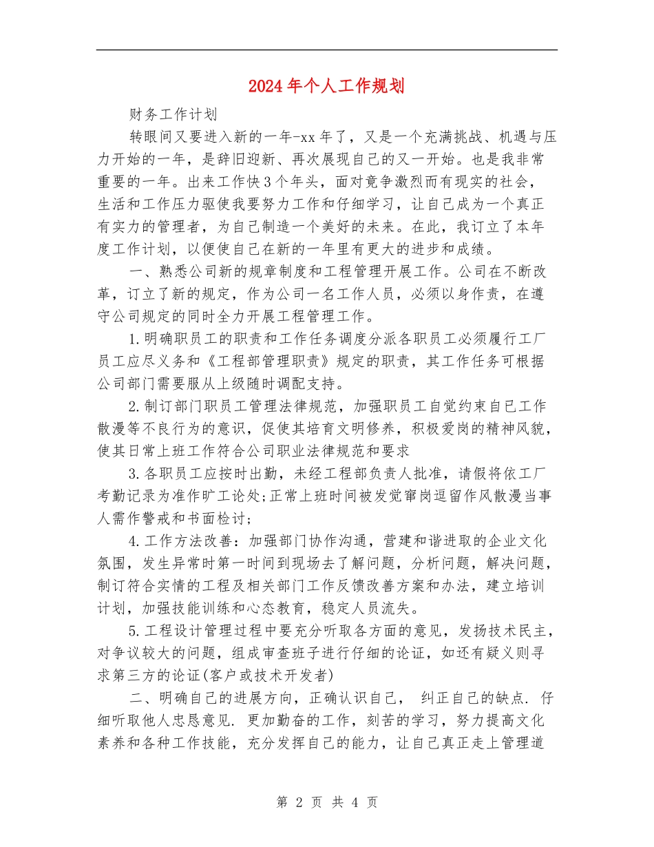 2024年个人工作规划_第2页