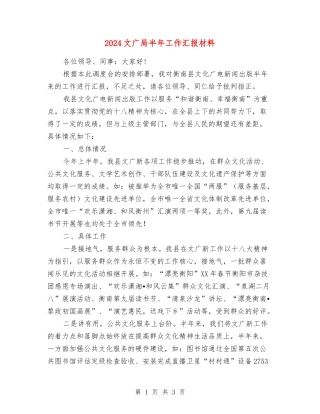 2024文广局半年工作汇报材料