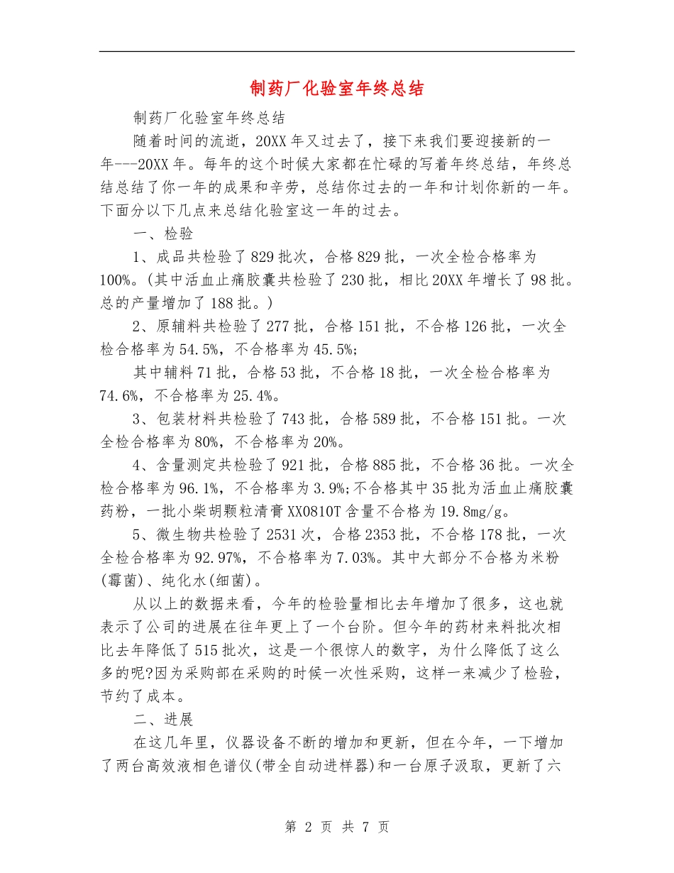 制药厂化验室年终总结_第2页