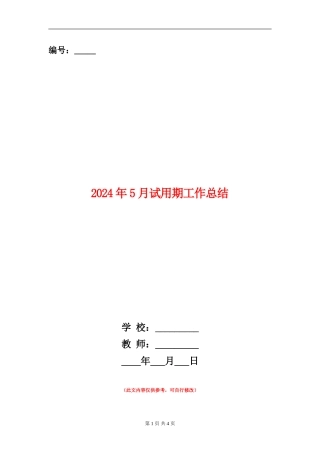 2024年5月试用期工作总结