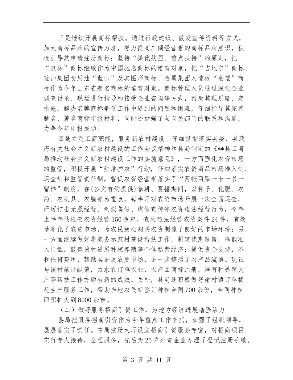 工商局上半年的工作总结_第3页