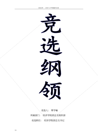 团总支书记竞选纲领