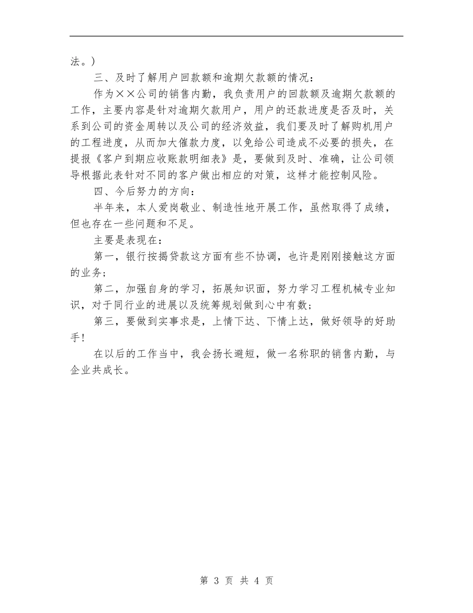 2024上半年销售内勤工作总结_第3页