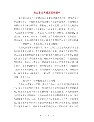 电力事业大发展经验材料