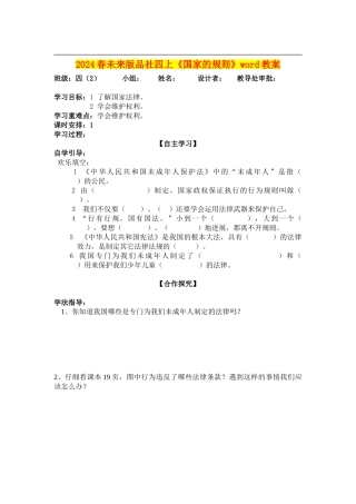 2024春未来版品社四上《国家的规则》word教案