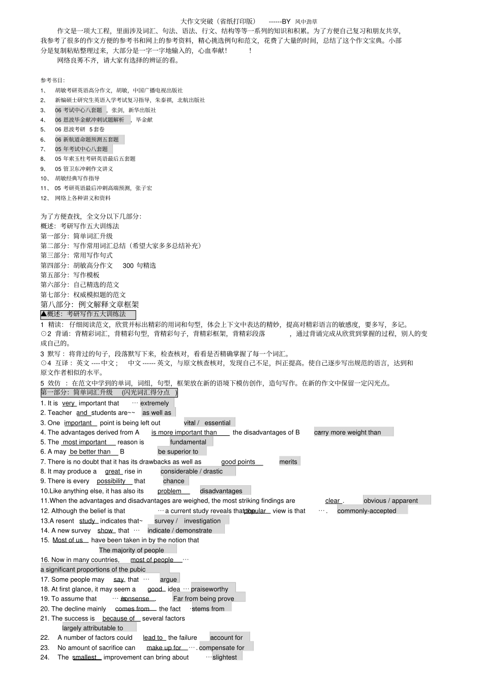 2017年考研英语大作文突破(省纸打印版)_第1页