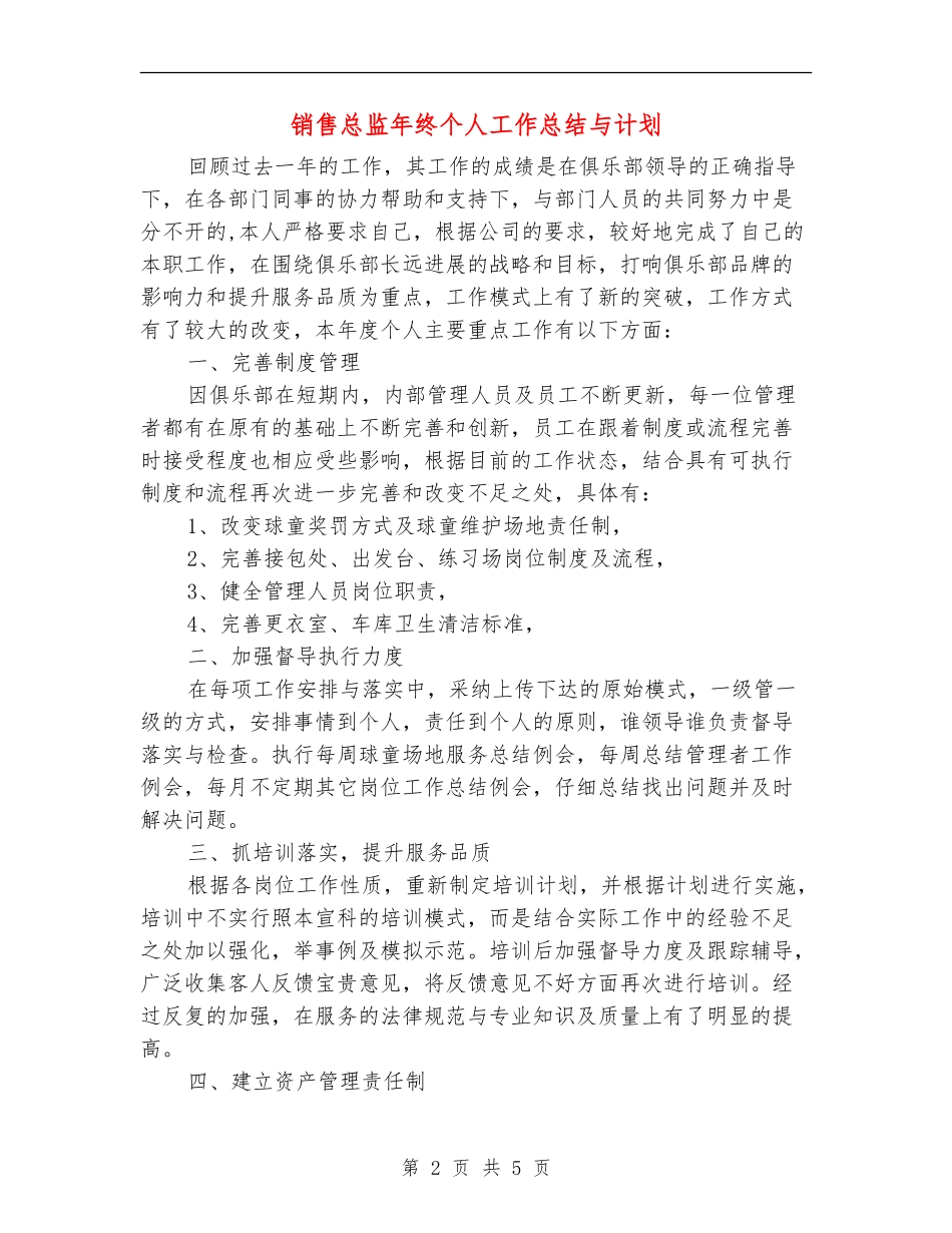销售总监年终个人工作总结与计划_第2页