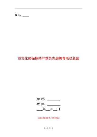 市文化局保持共产党员先进教育活动总结