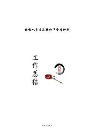 销售人员月总结和下个月计划