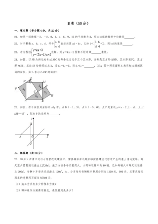 初中数学B卷必刷20：北师大八年级上数学期末B卷真题8