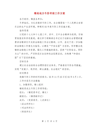 地方冬防考核工作方案