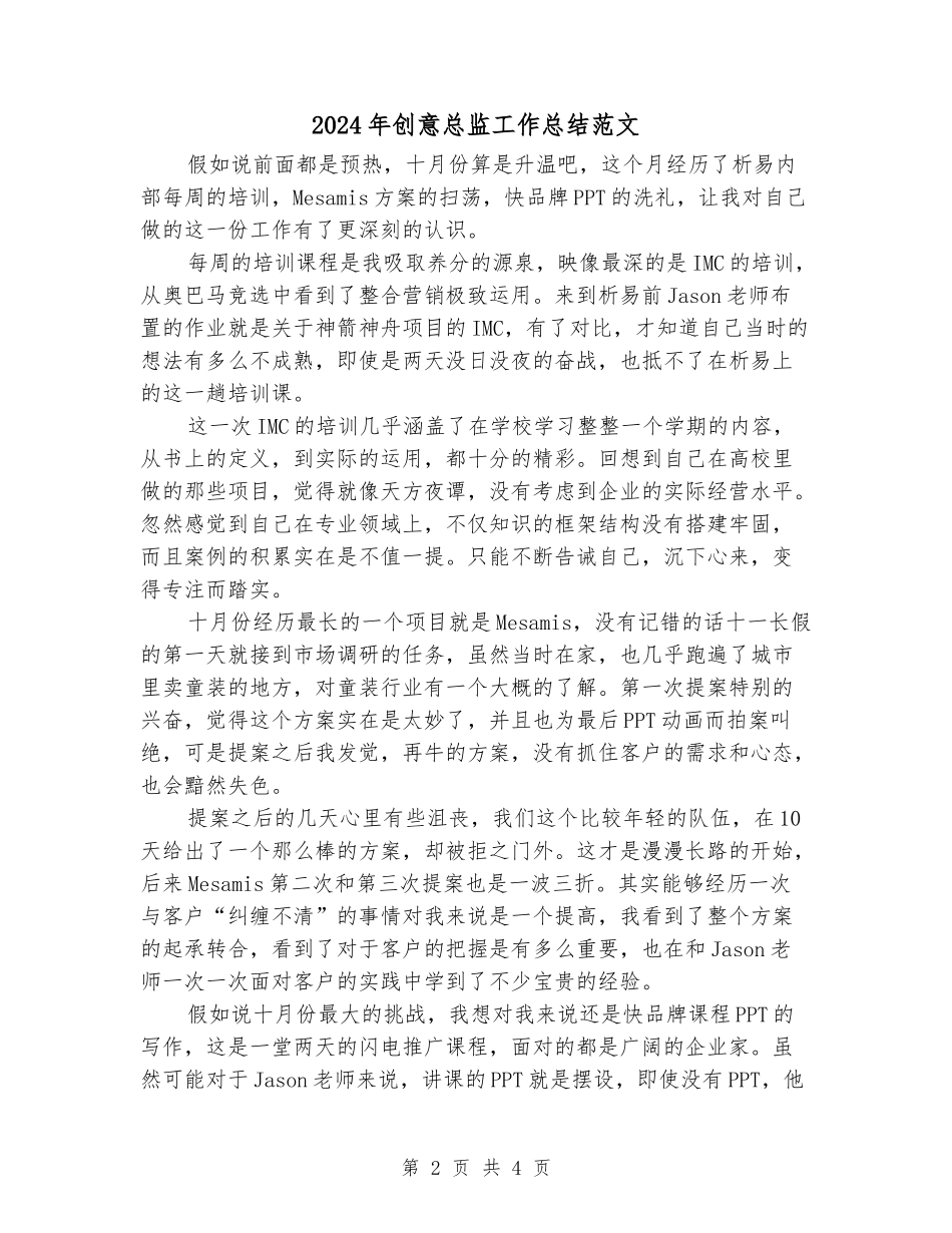 2024年创意总监工作总结范文_第2页