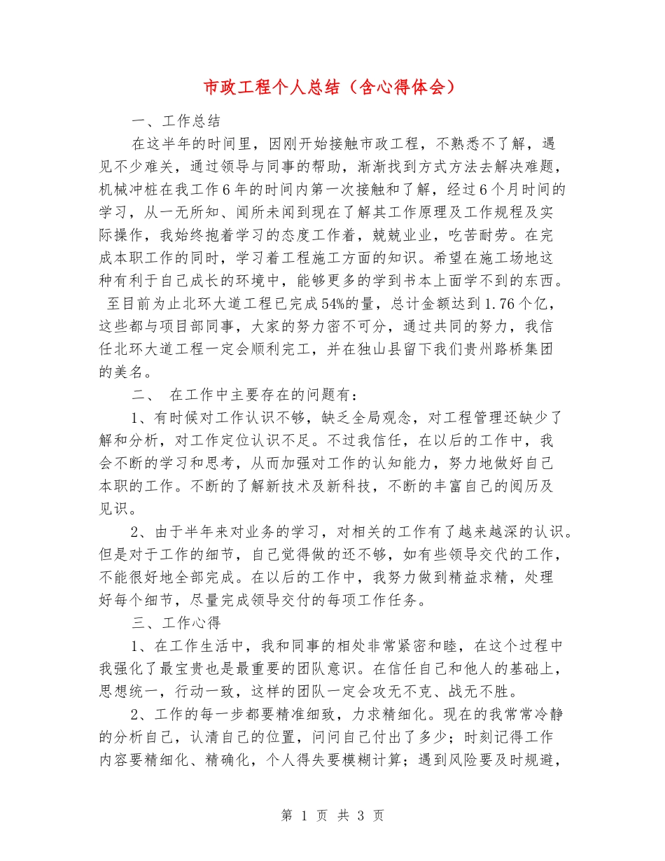 市政工程个人总结_第1页