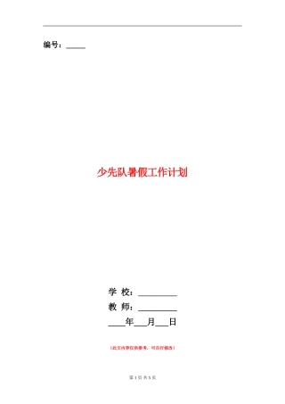 少先队暑假工作计划