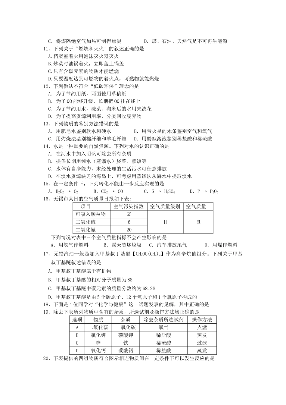 无锡市中考化学试题及答案 _第2页