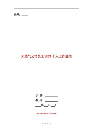 天然气公司员工2024个人工作总结