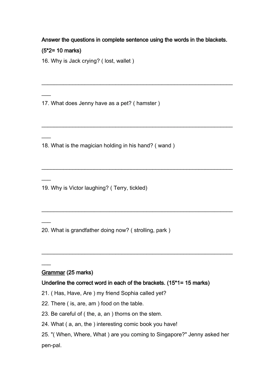 新加坡小学英语二年级试卷PRACTICE 92 _第2页