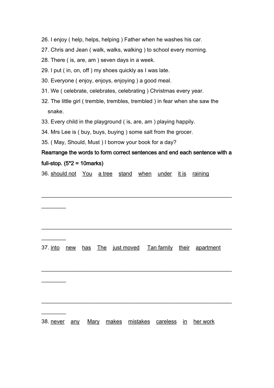 新加坡小学英语二年级试卷PRACTICE 92 _第3页