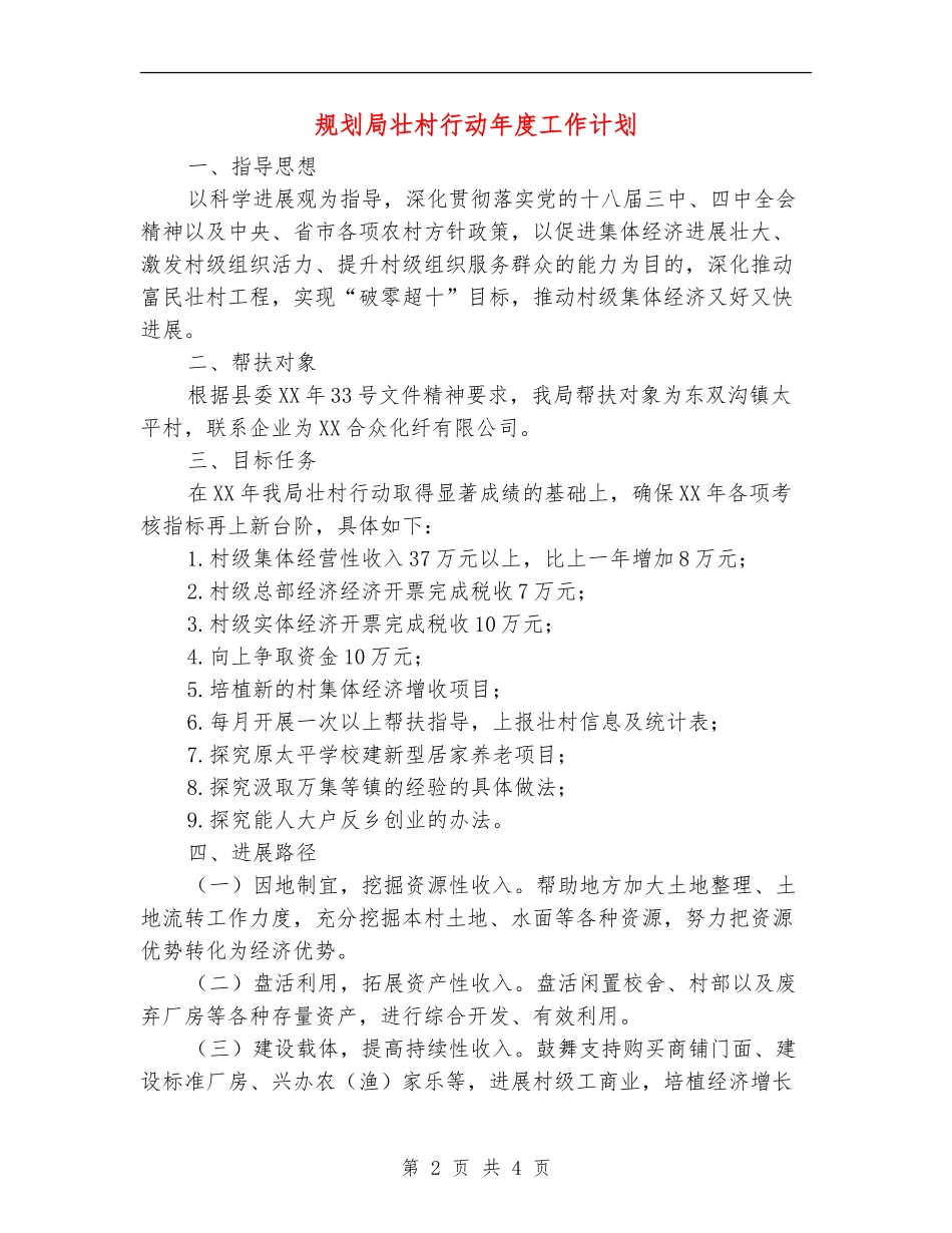 规划局壮村行动年度工作计划_第2页