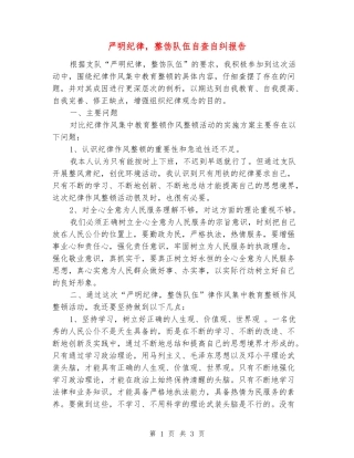 严明纪律-整饬队伍自查自纠报告