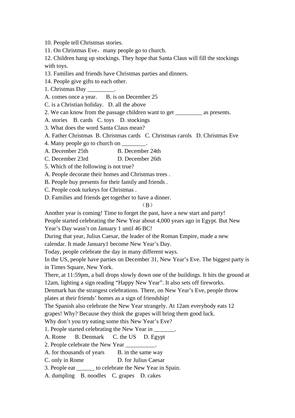 外研版初一英语下Module2练习题2 _第3页