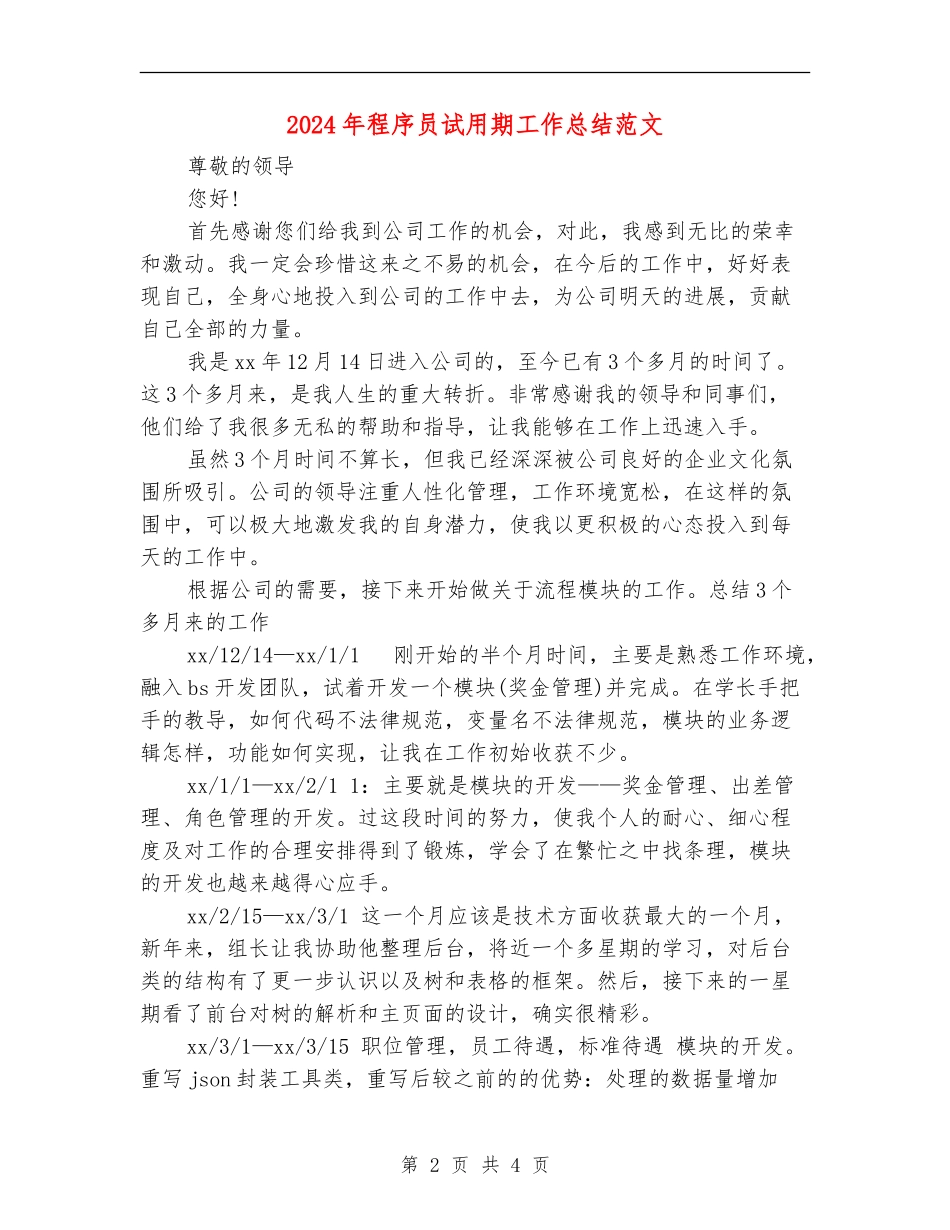 2024年程序员试用期工作总结范文_第2页
