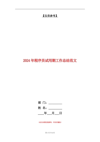 2024年程序员试用期工作总结范文