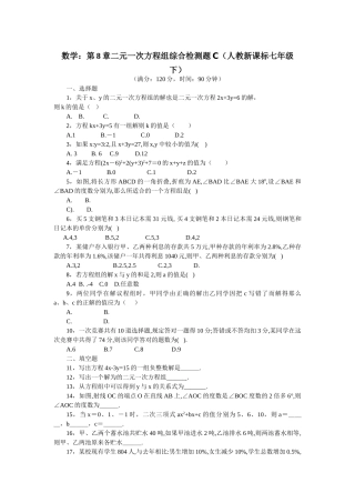 数学七年级下人教新课标第八章二元一次方程组综合检测题3 