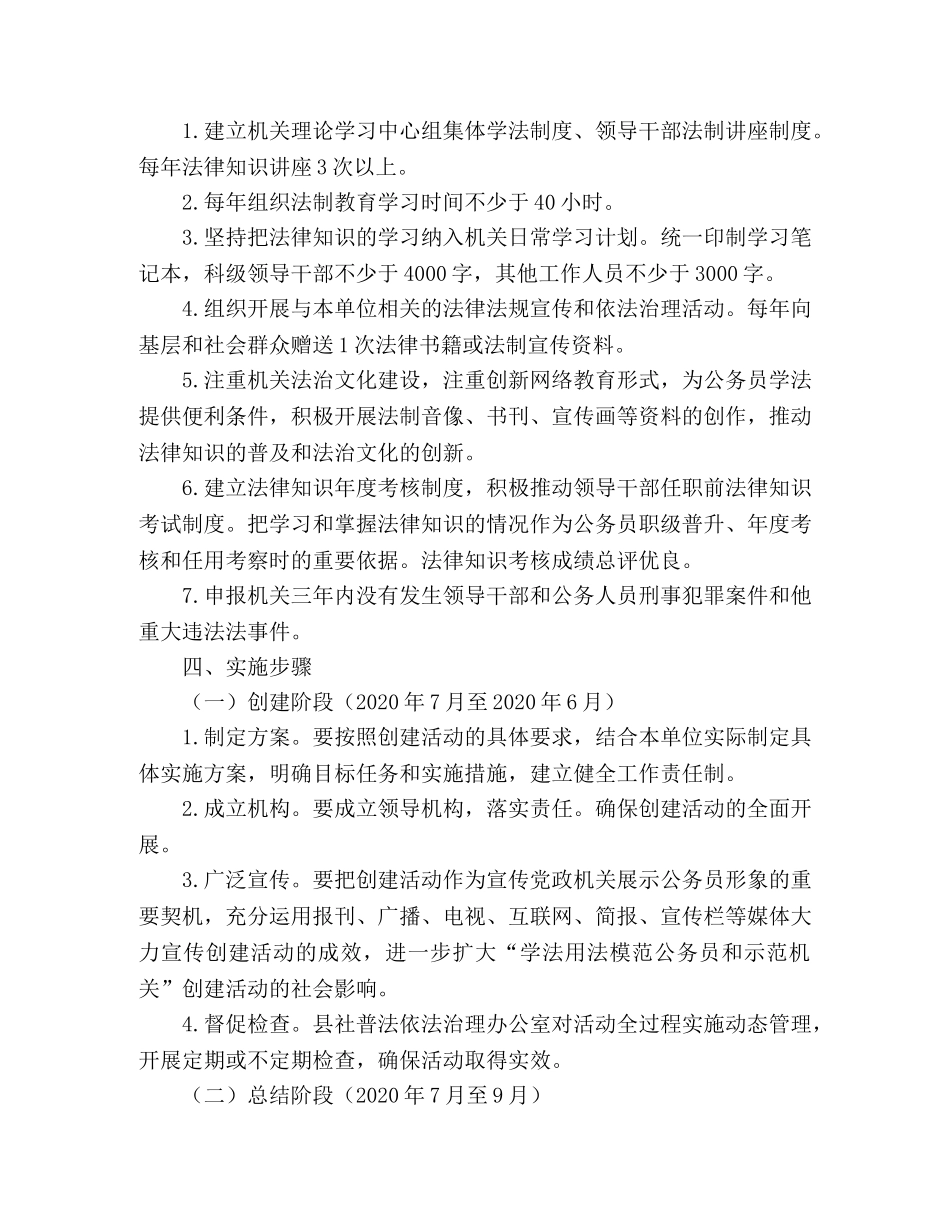 县招商局学法用法模范机关创建活动实施方案 _第2页