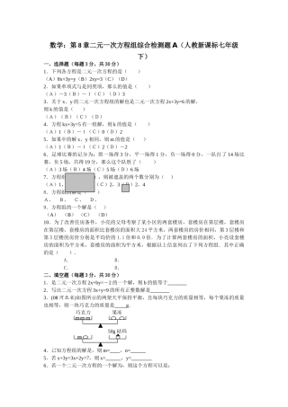 数学七年级下人教新课标第八章二元一次方程组综合检测题 