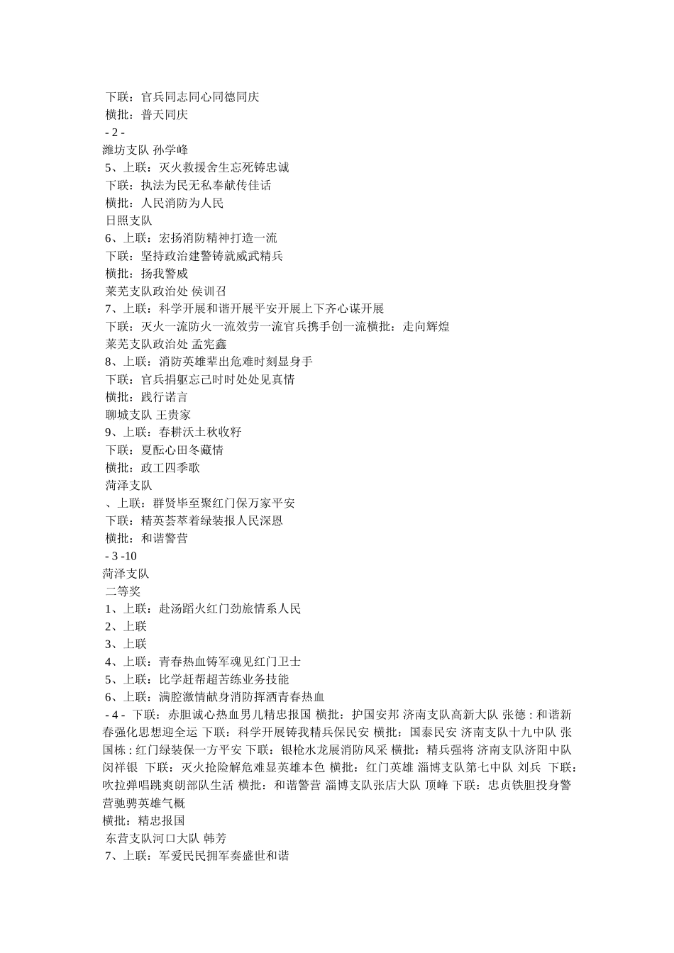 消防部队对联 _第2页