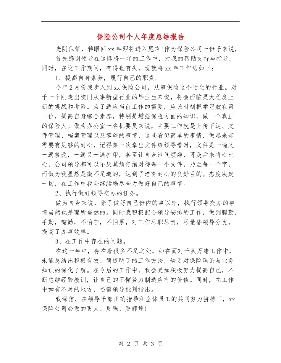 保险公司个人年度总结报告_第2页