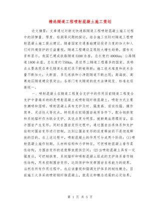 隧道工程喷射混凝土施工策划