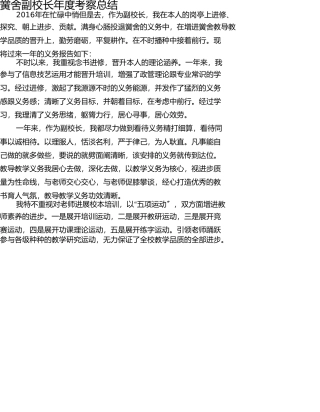 学校副校长年度考核总结 