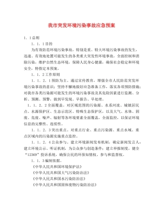我市突发环境污染事故应急预案 