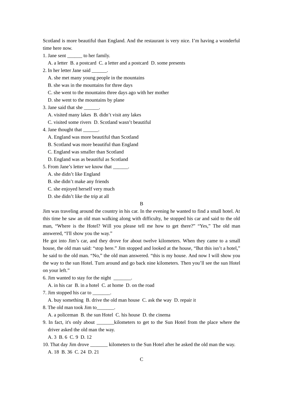 外研版七年级下Module 10单元测试卷及答案含听力 _第3页