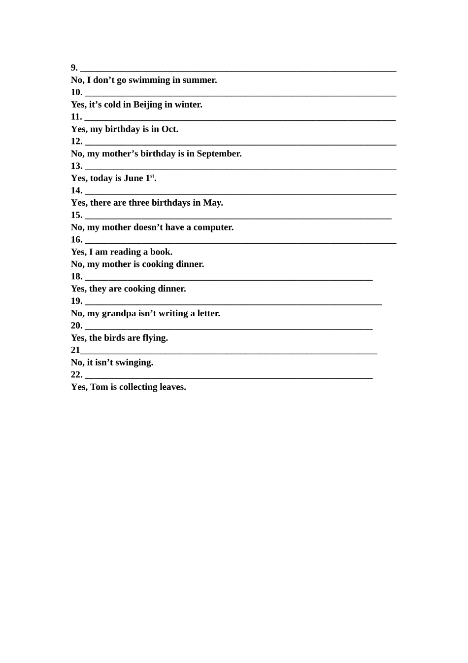 五年级英语下册一般疑问句练习题2 _第2页