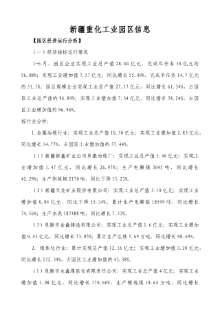 新疆重化工业园区信息