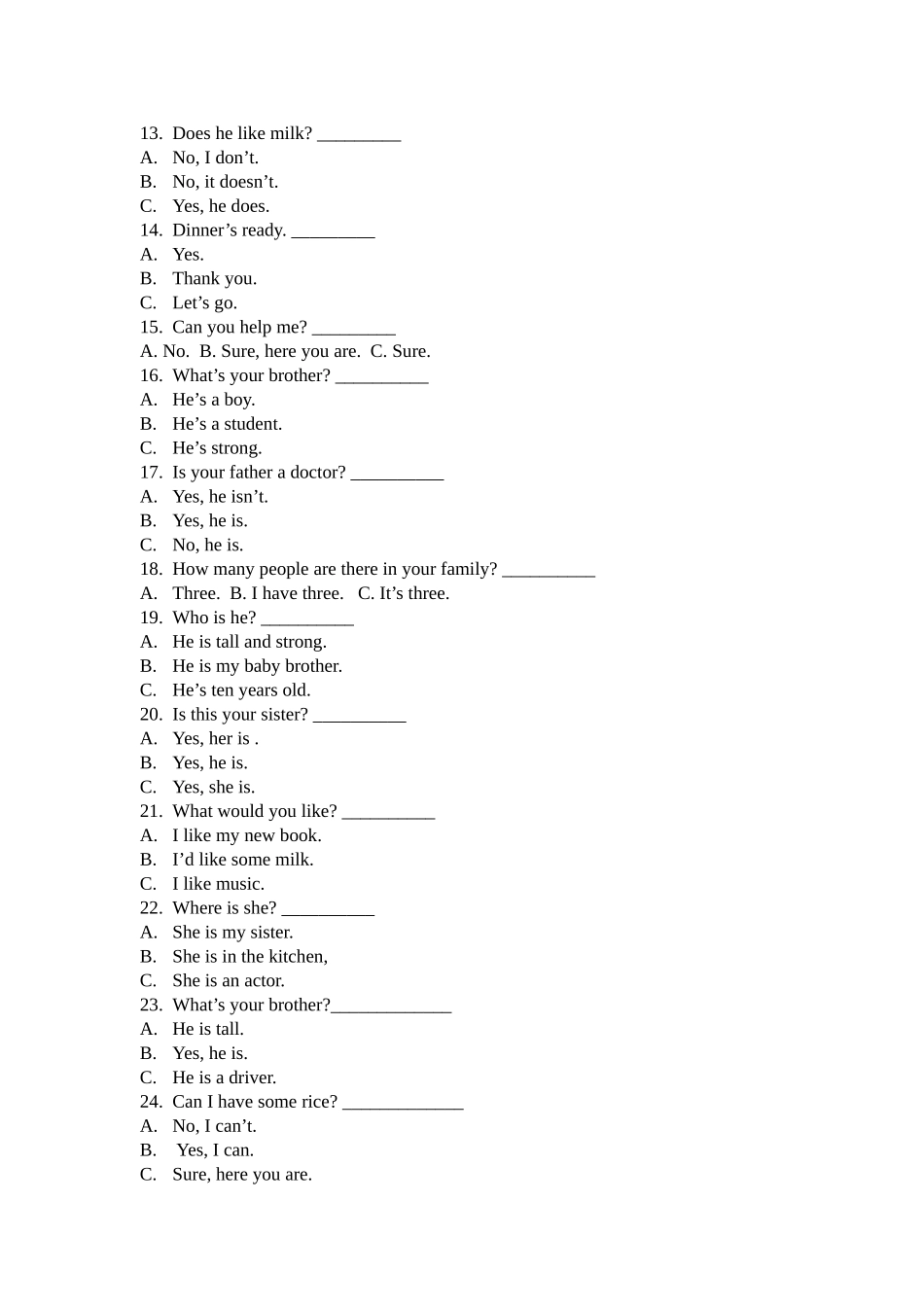 四年级根据问句选择正确答案Unit 4Recycle 2 _第2页