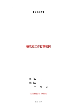 镇政府工作打算范例