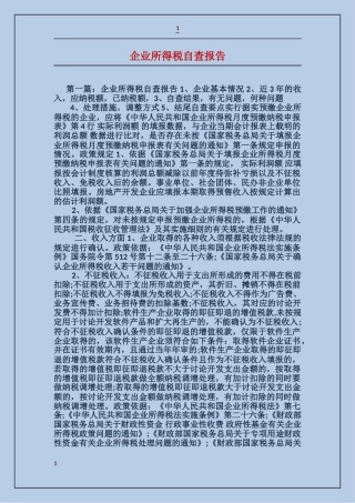 企业所得税自查报告