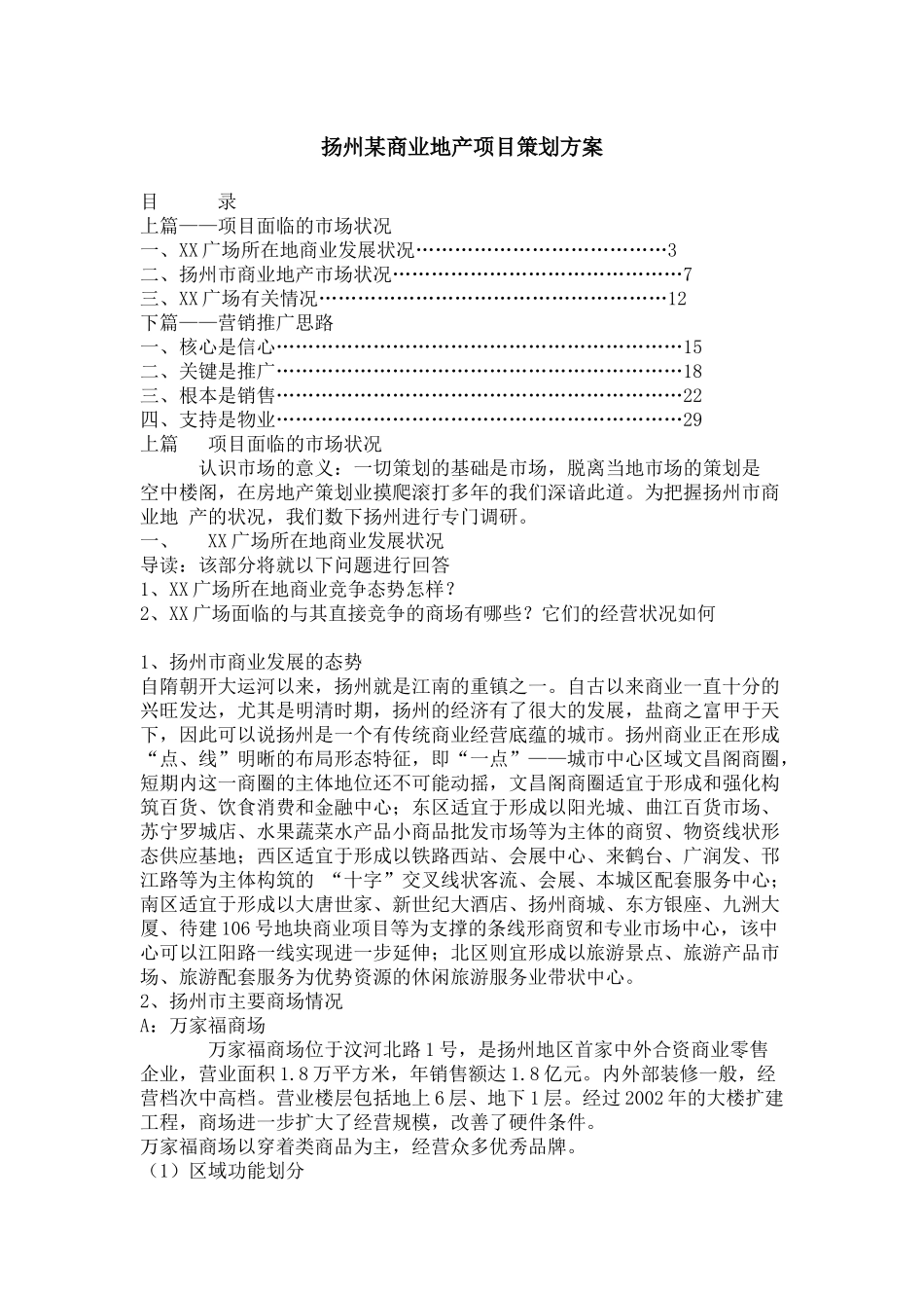 扬州某商业地产项目策划方案_第1页