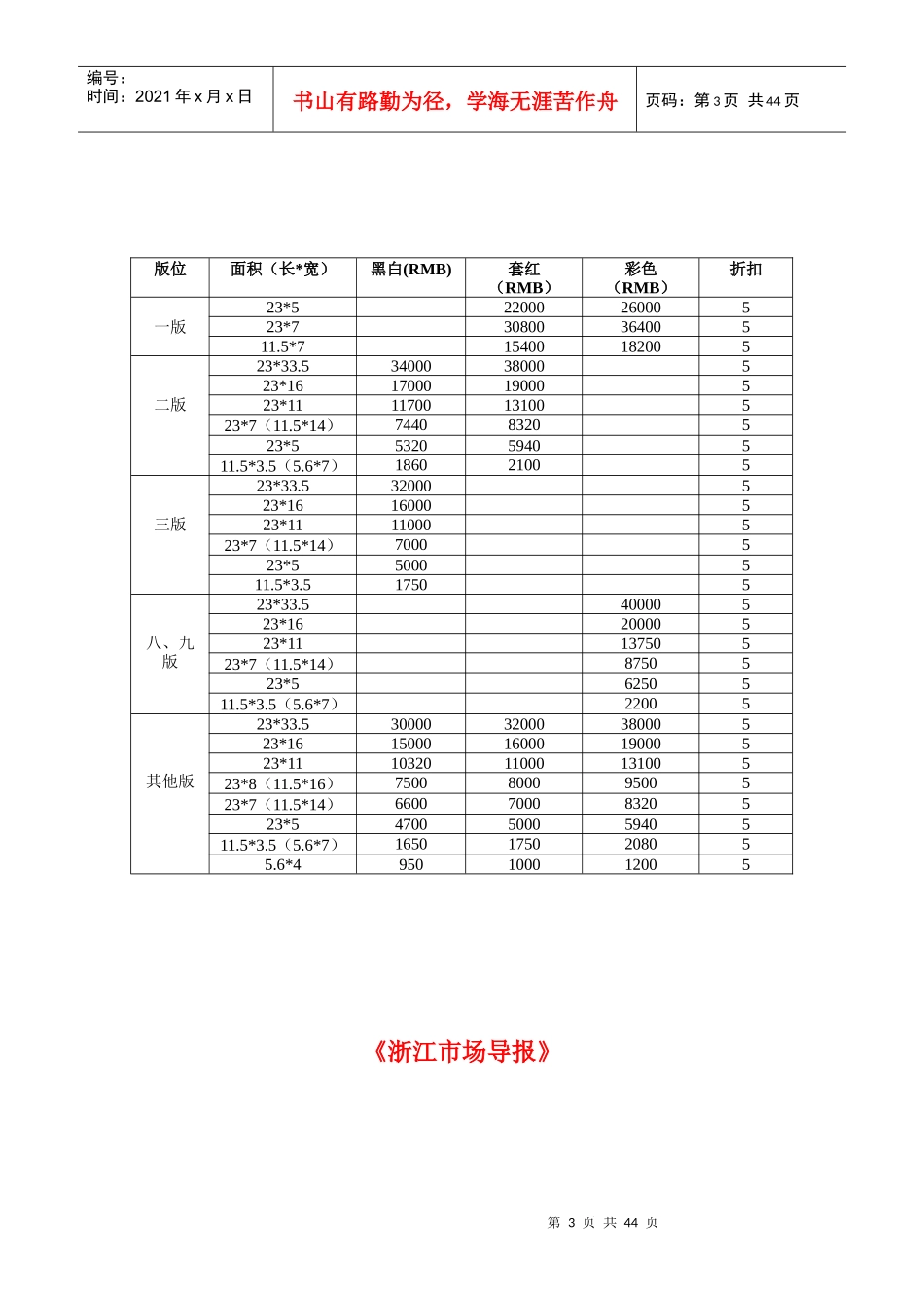 各大媒体汽车广告价目表_第3页