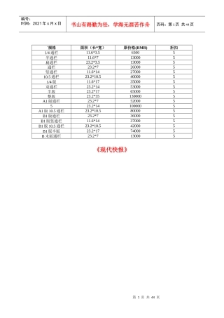 各大媒体汽车广告价目表
